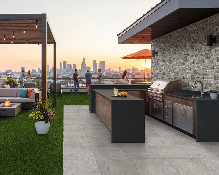 Outdoor Granite Countertop in Rooftop Kitchen | Carpetland USA Granite & Flooring